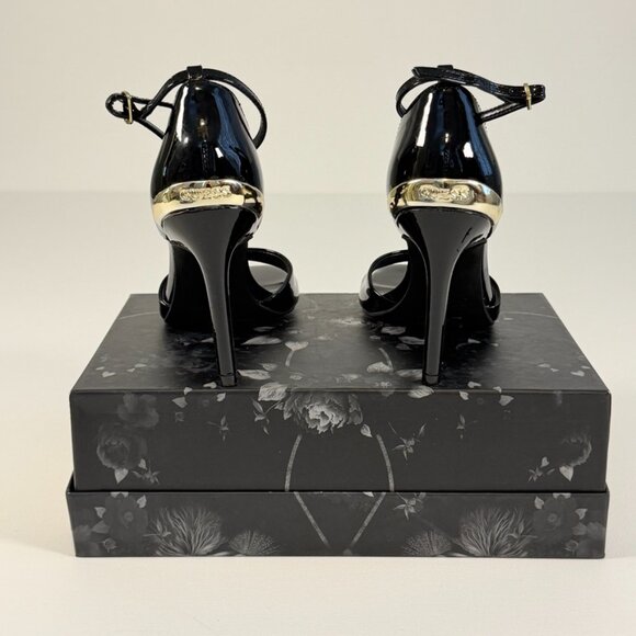 GUESS Divine Black Patent Leather Women's Open-Toe Heels - Picture 5 of 14